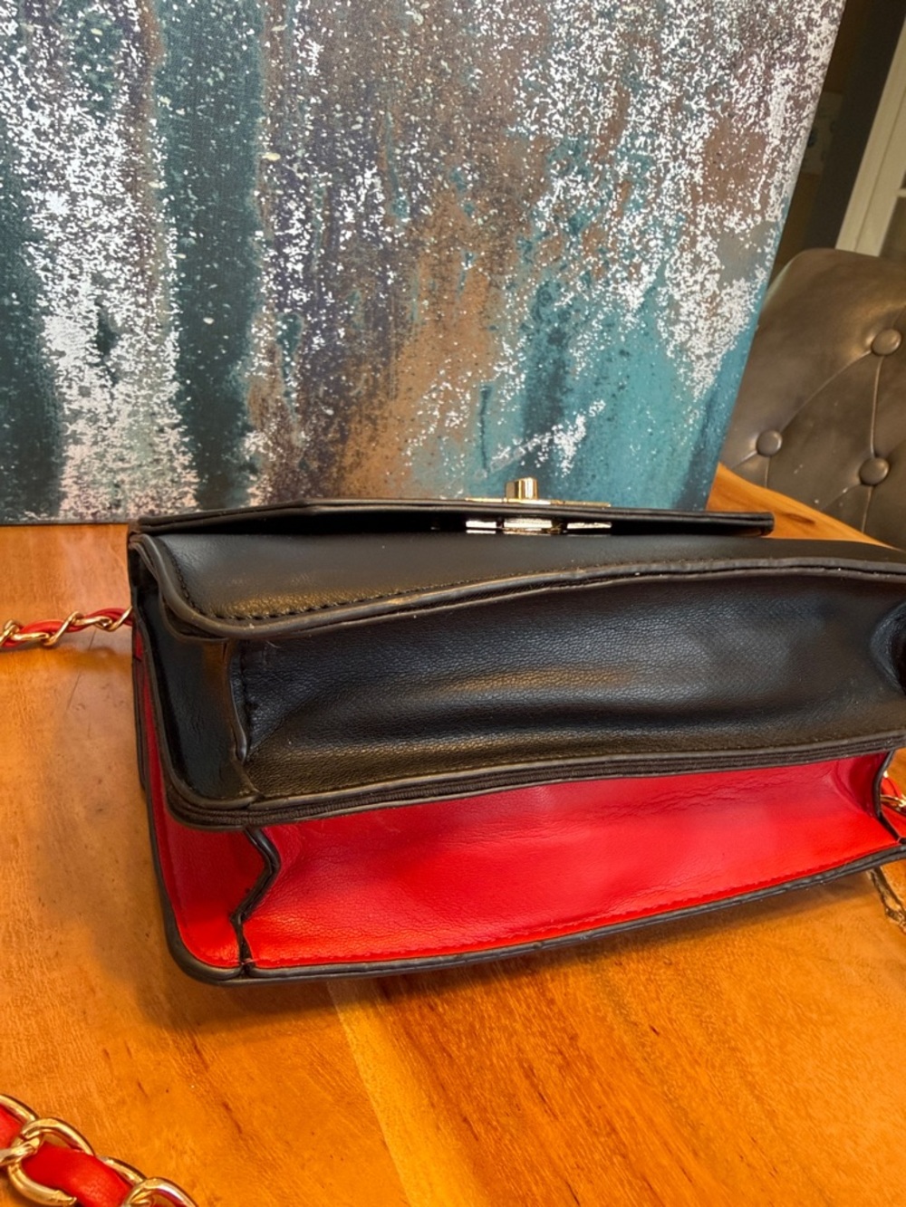 Badgley Mischka Barbiecore Pearl Handle Faux Leather Crossbody Black/Red (NWOT) - Picture 16 of 16